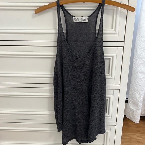 Protect Social T,Medium grey thin rib knit tank - Picture 2 of 7
